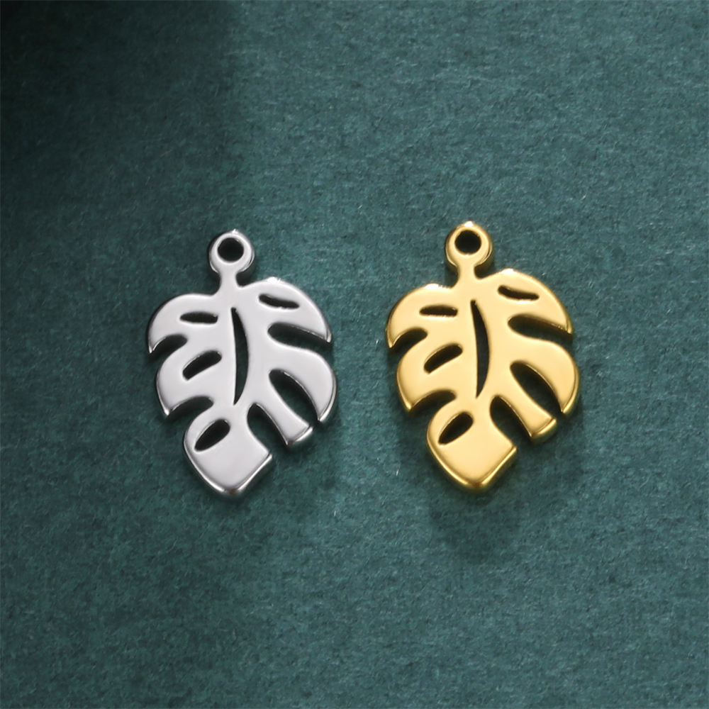 10 pezzi tutto'ingrosso ciondoli con foglie minuscole ciondoli in acciaio inossidabile per gioielli collane fatte a mano orecchini accessori fai da te forniture