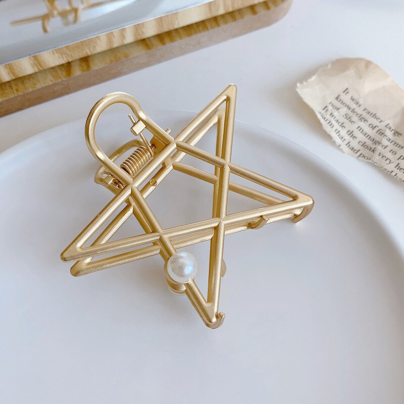 Frauen Fünfzackigen Stern Haar Klaue Neue Gold Vielseitig Temperament retro Zarten Kühlen Wind Haarnadel Mädchen Trend: F129 gold