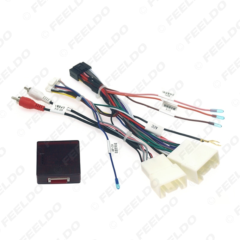 FEELDO Car 16pin Audio Wiring Harness With Canbus Box For Mitsubishi Outlander Pajero Stereo Installation Wire Adapter