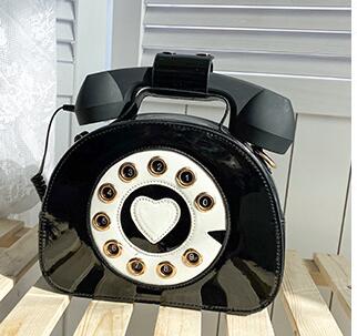 Stilvolle Frauen Telefon Geformte Crossbody PU Leder Schulter Tasche Weibliche lässig Handtasche Einkaufen Straße Schule Schulranzen Tote Geldbörse: schwarz