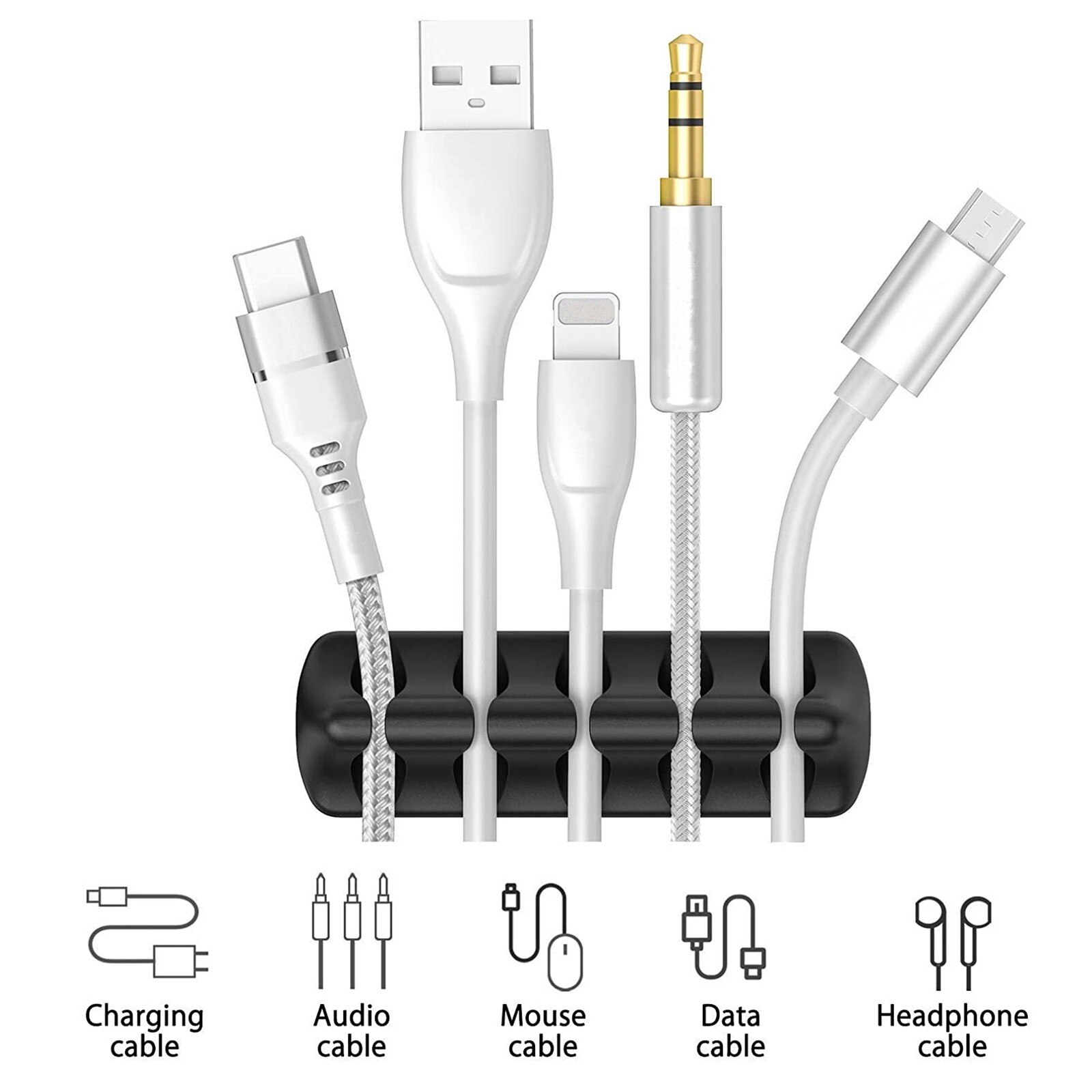 Cable de silicona bobinadoras de Cable Flexible de Cable titular Clips para ratón Usb auricular Cable de red inteligente organizador