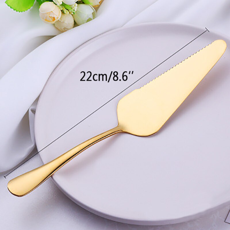 Goldene Überzogene 18/10 Edelstahl Kuchen Schaufel Messer Gabel einstellen Hochzeit Kuchen Nachtisch Salat Obst Mini Gabeln Gold Besteck Besteck