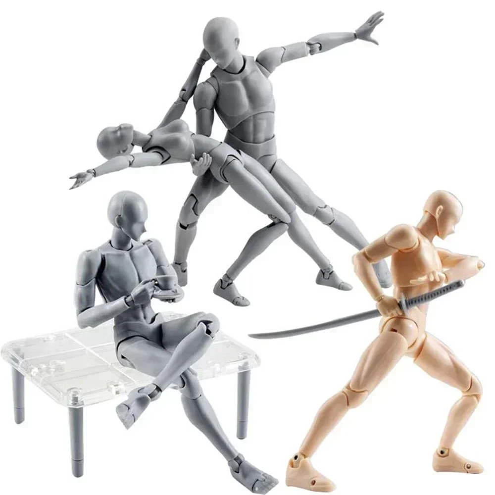 BODY KUN / BODY CHAN Pose Play Grey Color Ver. Black Orange PVC Action Figure Collectible Model Toy