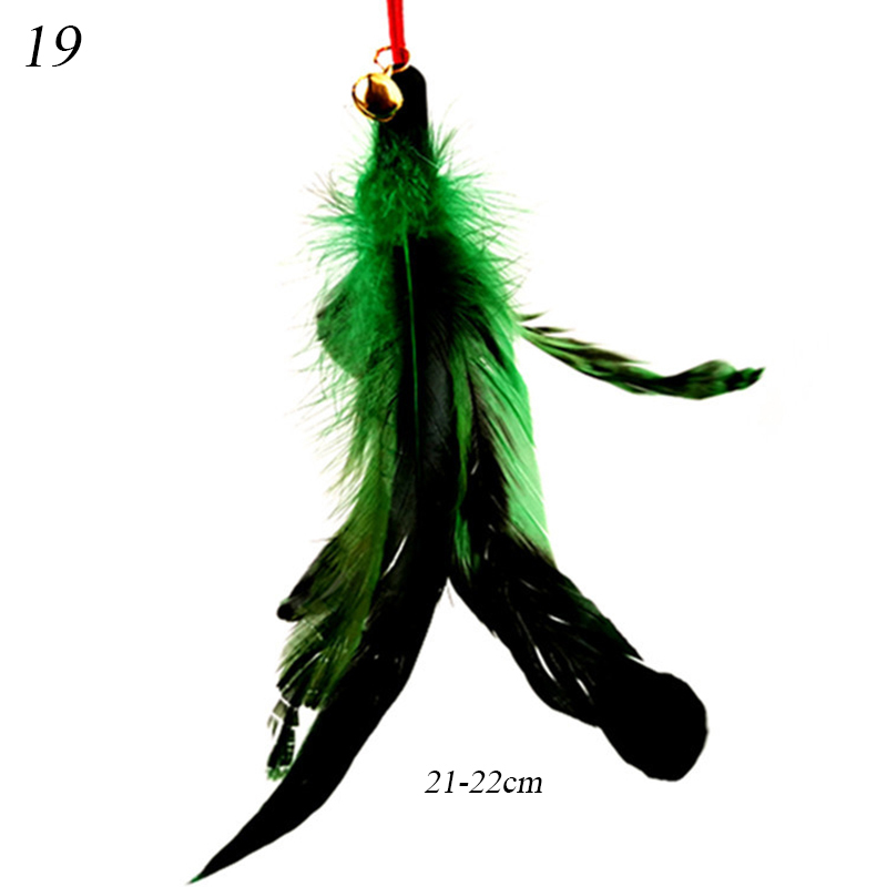 L40 cute cat toys 1pc cat feather toys, kitten interactive teaser bell feather stretch fishing rod play wand pets replacement head