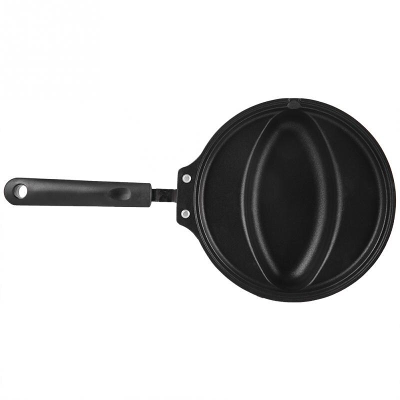 Non-stick foldning omelet pan hånd stegepande rustfrit jern dobbelt side grill pan udendørs panas pander