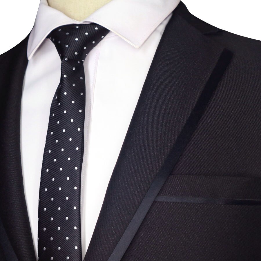 exclusif 59 "Long 5CM hommes maigre cravates noir Polyester soie rayures points Jacquard étroit mince cravate homme cou cravate fête: polka dots