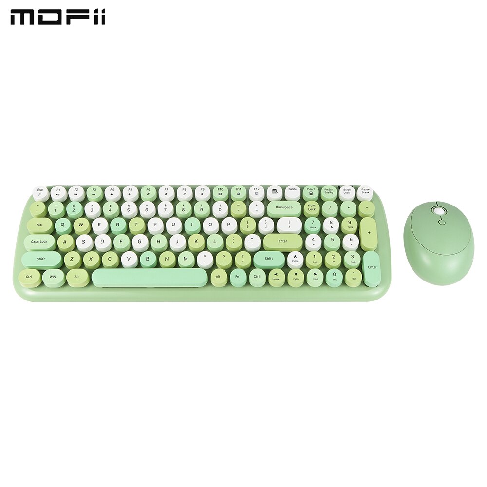 Mofii Candy XR 2.4G Wireless Keyboard Mouse Combo with 100key Round Keycaps Mixed Color Keyboard 4key Ergonomic Mouse for Office