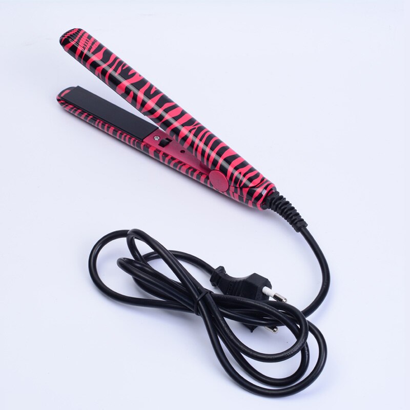 Electronic Hair Iron Hairstyling Portable Ceramic Flat Iron Hair Straightener Irons Styling Tools Zebra Red EU Plug