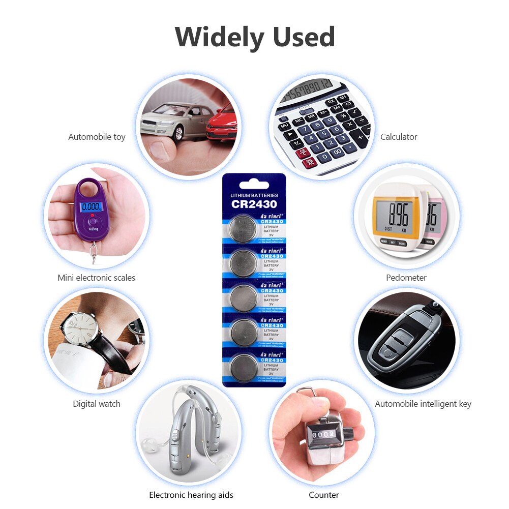 10Pcs CR2430 Button Battery 3V DL2430 BR2430 ECR2430 KL2430 KCR2430 L20 Coin Cells Lithium Batteries For Toy Electronic Scale