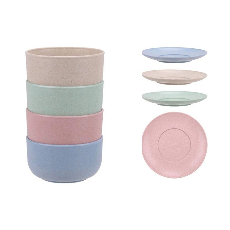 Big Healthy Kitchen Dinnerware Bowl Sets with Healthy Wheat Straw Dinner Plates Dinnerware Dishes Set