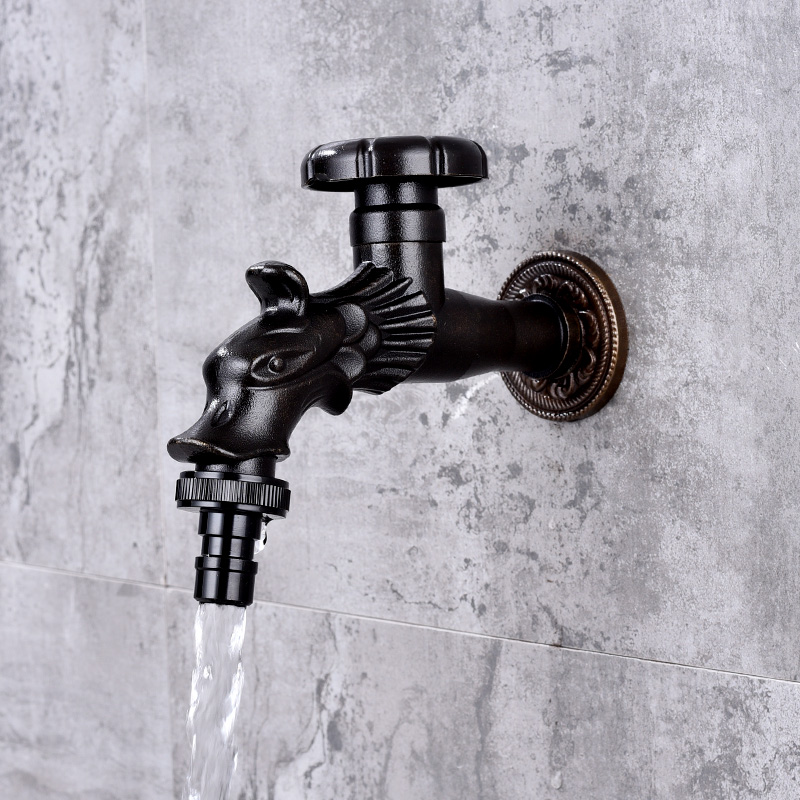 Antike Durcheinander Mopp Wasserhähne Waschmaschine Wasserhahn Drachen Einzigen Kühl draussen Balkon Wasser Wasserhähne Garten retro Armaturen: LDX01B