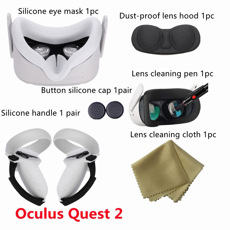 For Oculus Oculos Quest 2 VR Accessories Set Protective Cover Touch Controller Handle Grip Skin Cover Mask Gaming