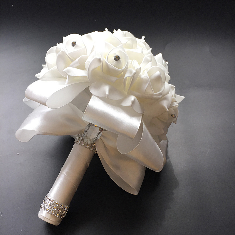 Artificial Wedding Bouquets Hand Made Rose Flower Rhinestone Bridesmaid Bridal Bouquet de mariage wedding accessories: black