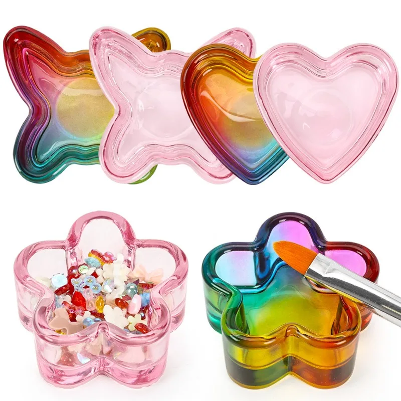 Acrylic Powder Liquid Crystal Glass Cup Aurora Colorful Cup Nail Brush Washing Mug Nail Art Tools Liquid Powders for Mixing Bowl