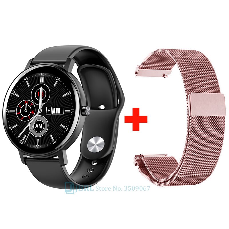 Rotondo Smart Band Donne Degli Uomini Braccialetto Intelligente Inseguitore di Fitness Per Android IOS Smartband Nuovo Full Touch Intelligente Wristband della Fascia di Polso: black add strap 4