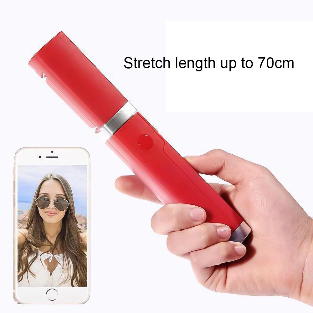 Kebidu Extendable Handheld Selfie Stick With Remote Shutter Button 3.5mm Cable Wired Selfie Monopod For Android IOS Phone: Red