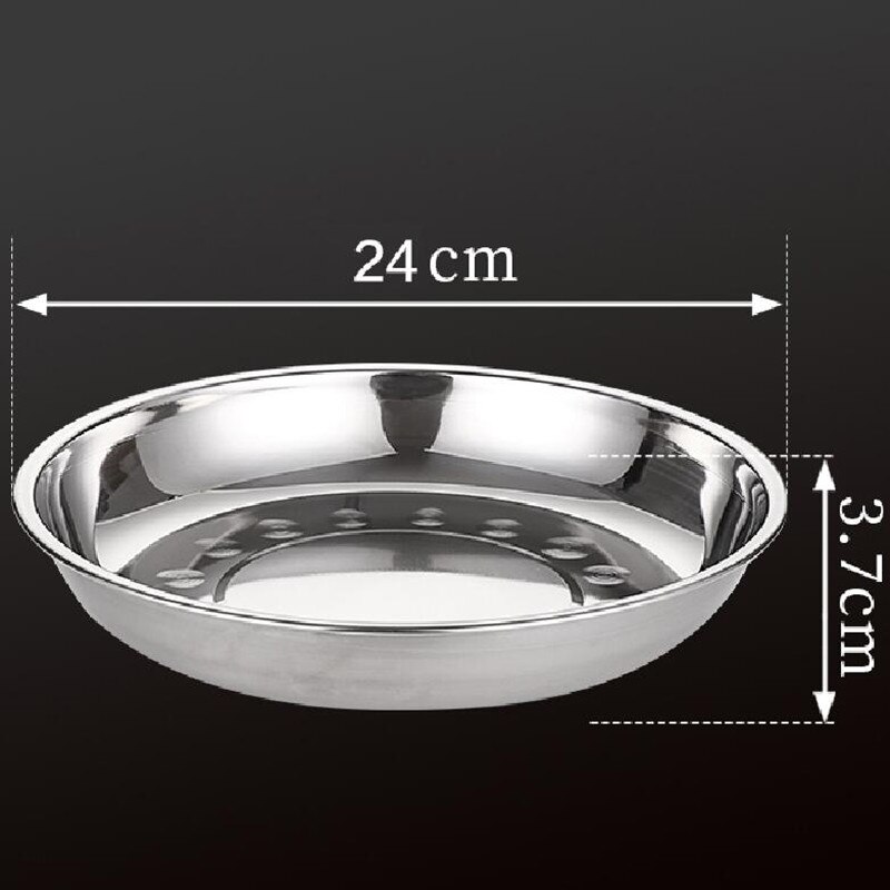 1pcs stainless steel dinner plate fruit dinner plate thickened deep disc pastry bread dish barbecue plate kitchen supplies: g