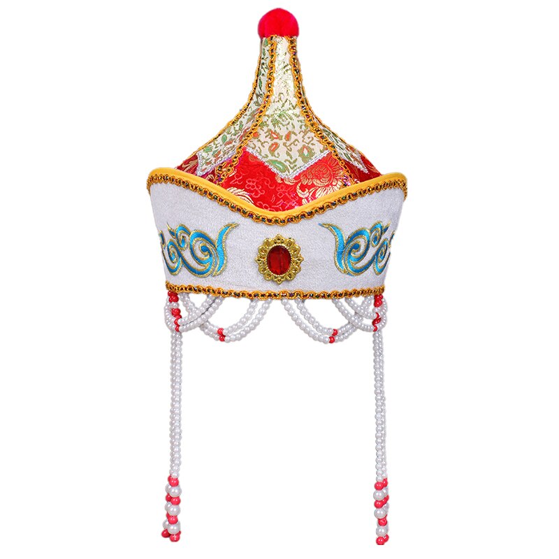 Accessoires de costume mongol pour femmes, chapeau rouge de mongolie, belle casquette de danse sur scène mongole, vêtements de tête de princesse cosplay