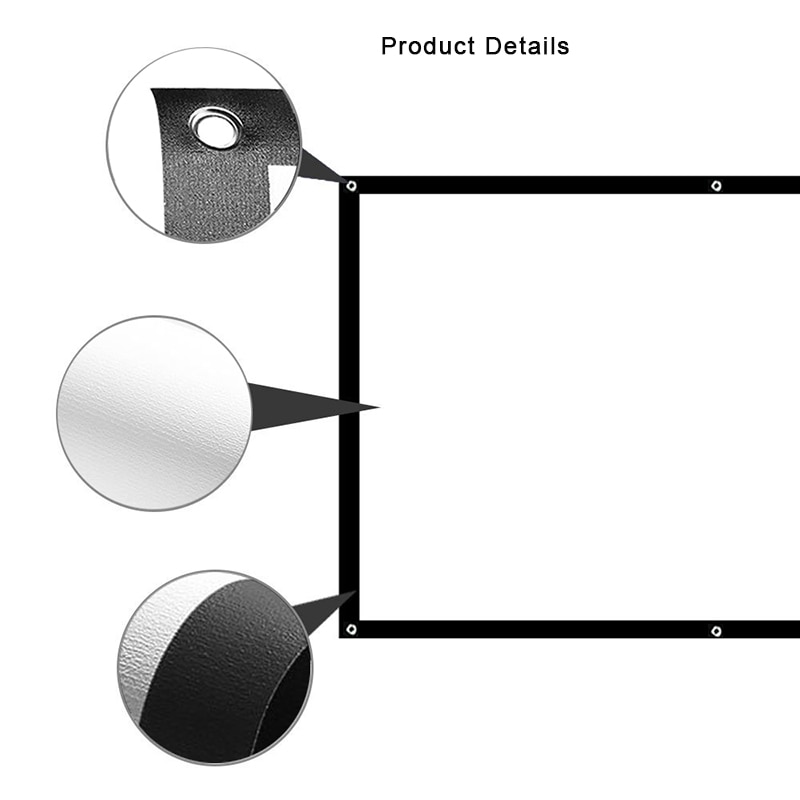 100 inch Wall Mounted PVC Projection Screen 16:9 Matte White HD Portable Projector Screen for Home Theater Outdoor Movie