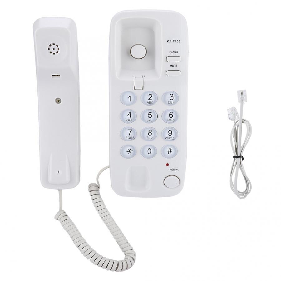 Hemtelefon mini telefon väggfäste fast telefon anknytning ingen nummerpresentation hemtelefon för hem hotell kontor familj telefono: Vit