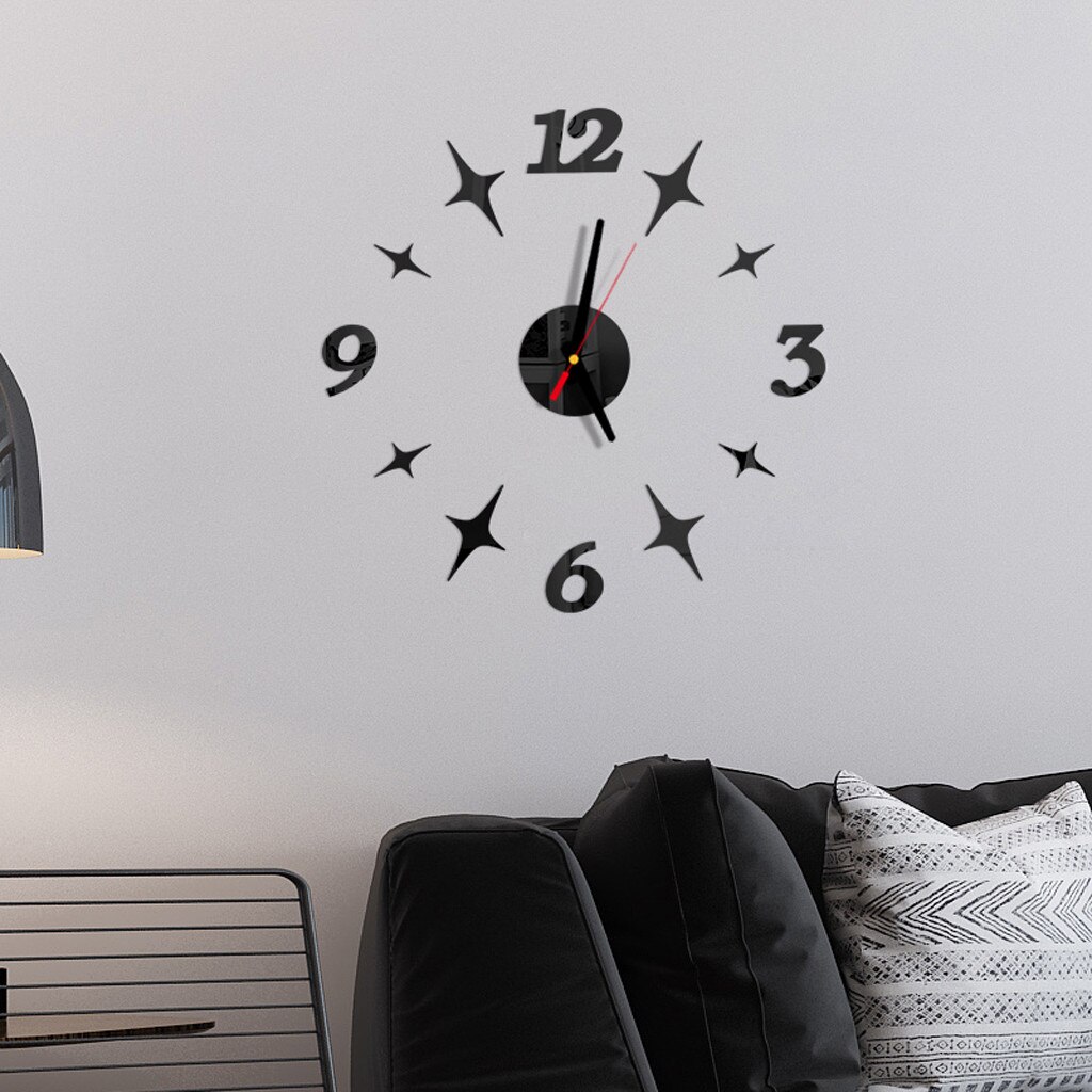 Diy wandklok met 3d spiegeloppervlakken, sticker voor thuiskantoordecoratie