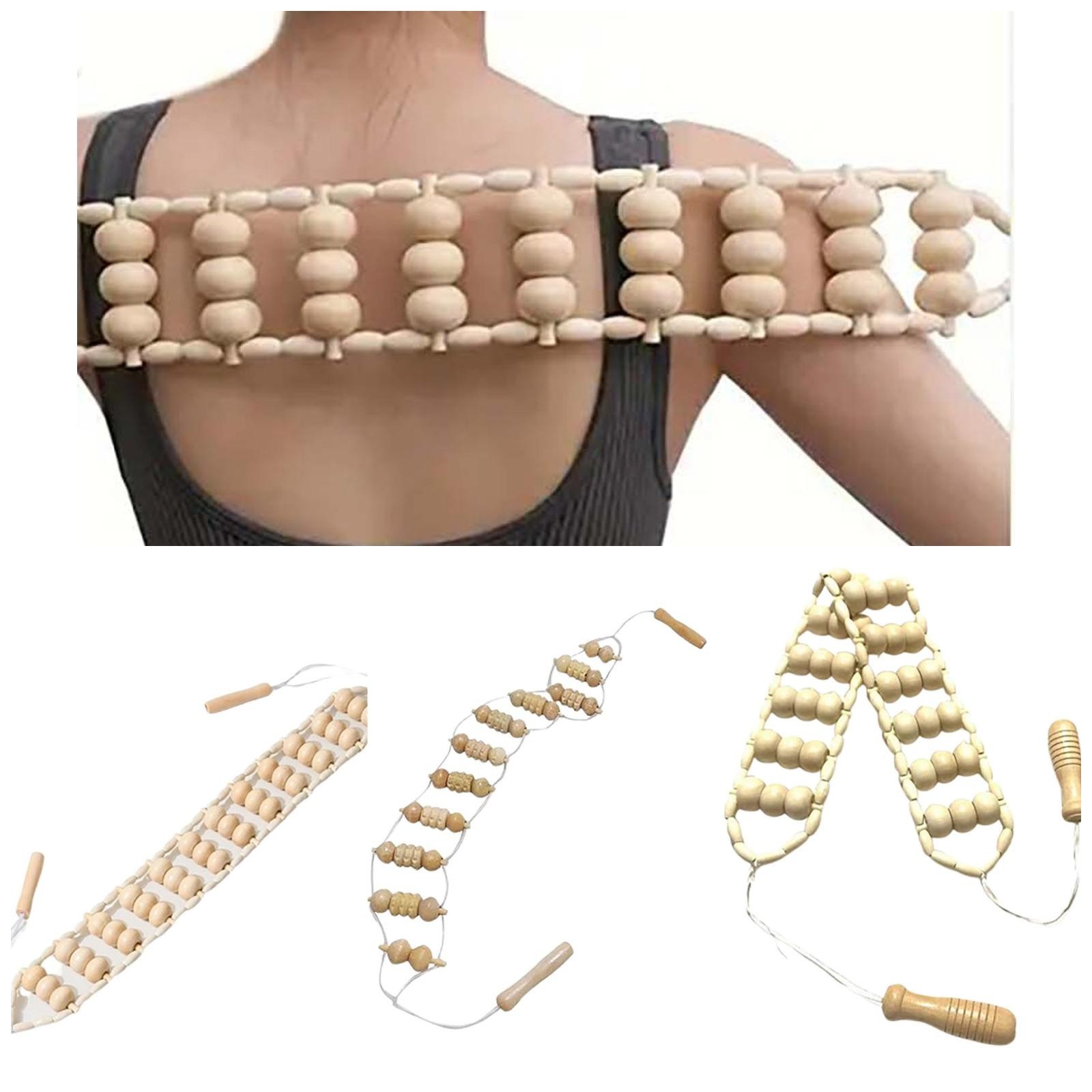 Wood Back Massager Roller Rope Wood Therapy Massage Tools Body Sculpting - Lymphatic Drainage Anti-cellulite Muscle Pain Relief