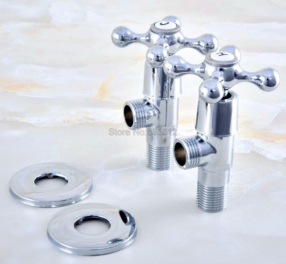 Een Van Paar 1/2 "Man X 1/2" Gepolijst Chroom Messing Badkamer Hoekstopkraan Chroom Vulventielen badkamer Tav014