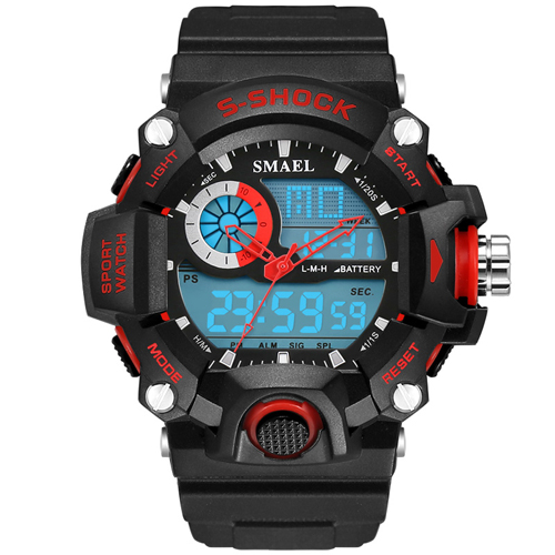 Meilleure Relojes Hombre hommes montre à Quartz numérique hommes G Sport 5 Bar étanche Quartz Led extérieur Sport montres hommes Reloj armée: Rouge