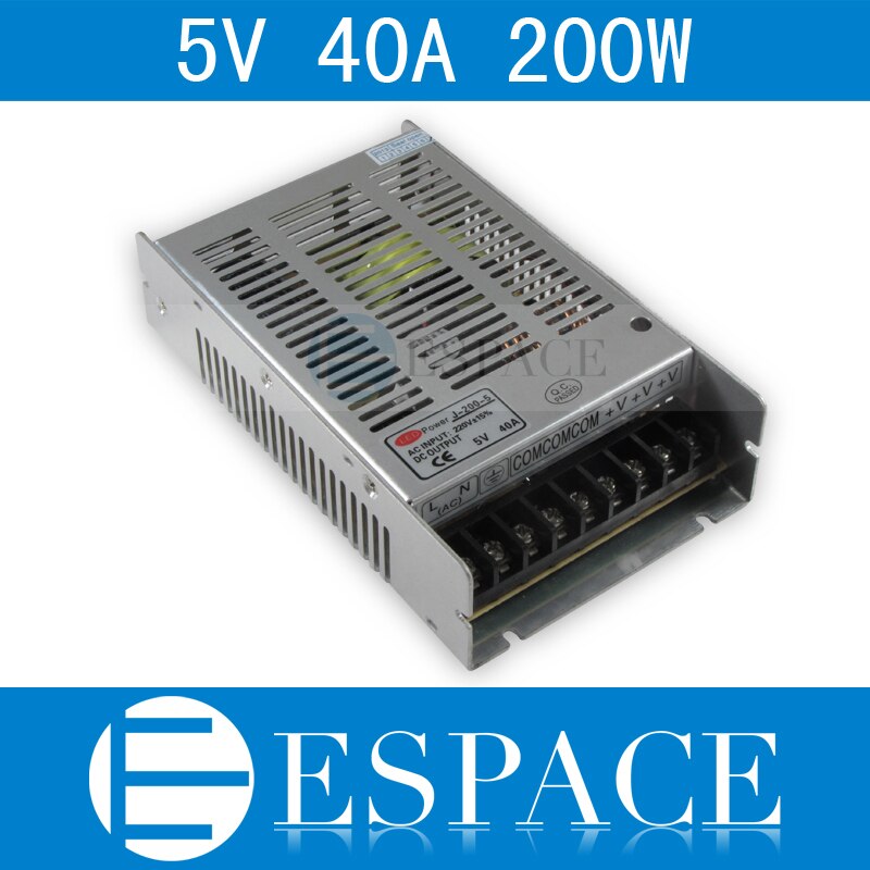 Beste 5V 40A 200W Schakelende Voeding Driver voor LED Strip AC 100-240V Input naar DC 5V
