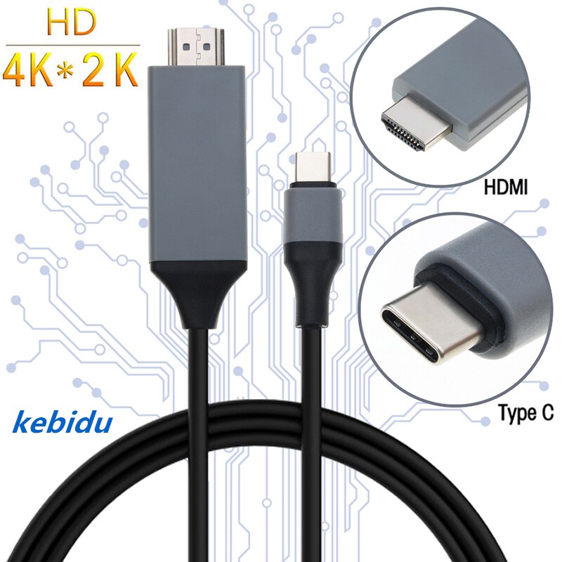 Kebidu 2 M 4K Type C Naar Hdmi Kabel Usb C Hdmi Kabel Converter Usb 3.1 30 hz Hd Verleng Adapter Voor Macbook Samsung S8