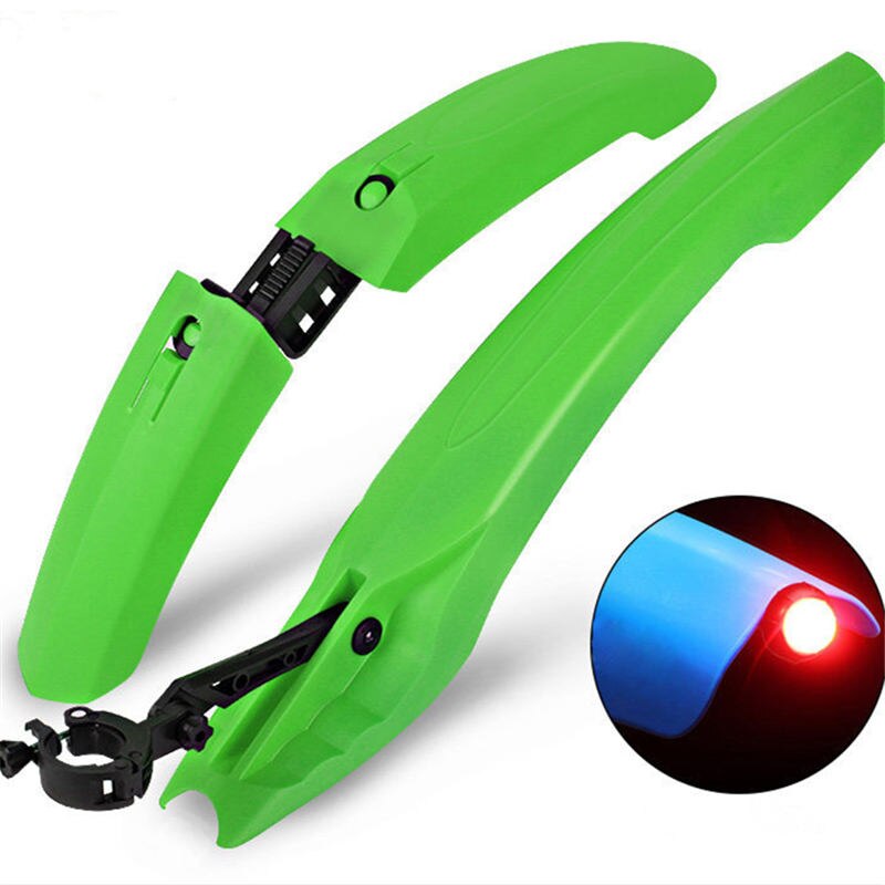 Guardabarros para bicicleta con luz trasera LED, ajustable, 5 colores, fácil de instalar: green