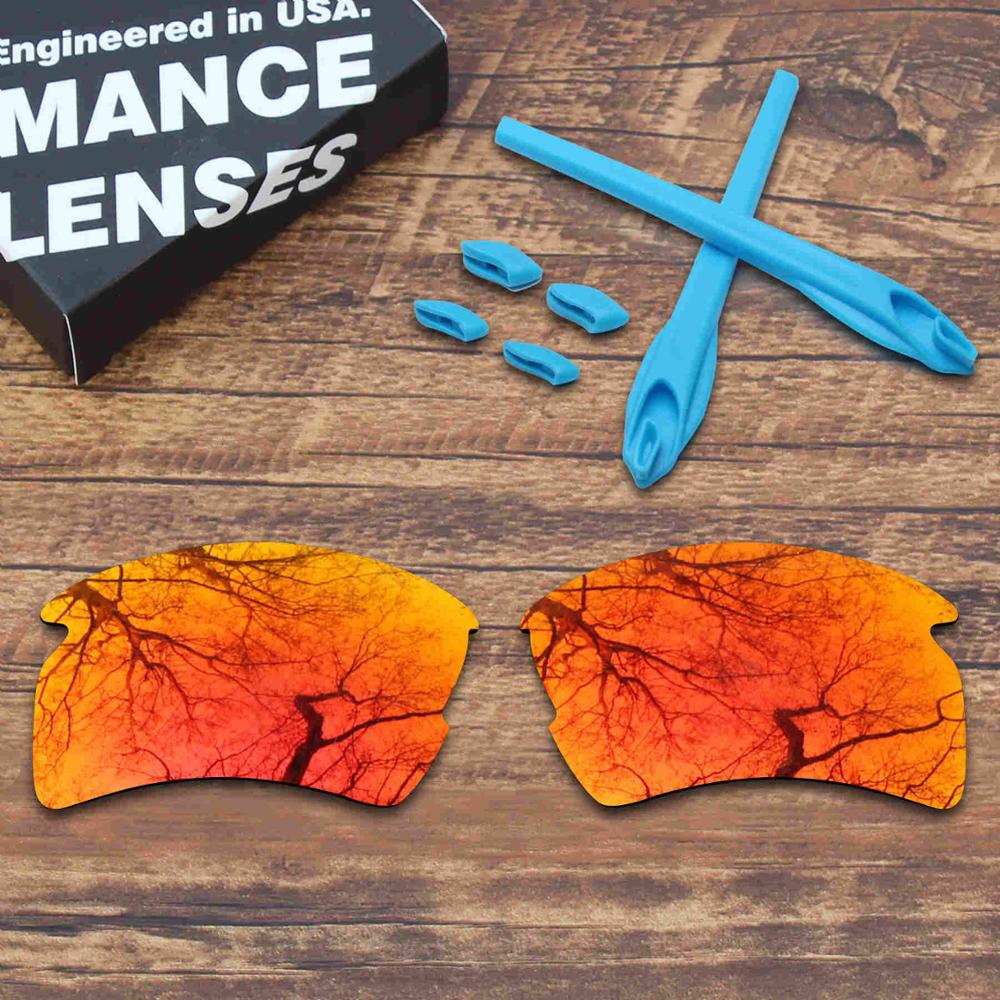 ToughAsNails Polarized Replacement Lenses & Sky Blue Rubber Kit for Oakley Flak 2.0 XL Sunglasses: Fire Red and Sky Blu