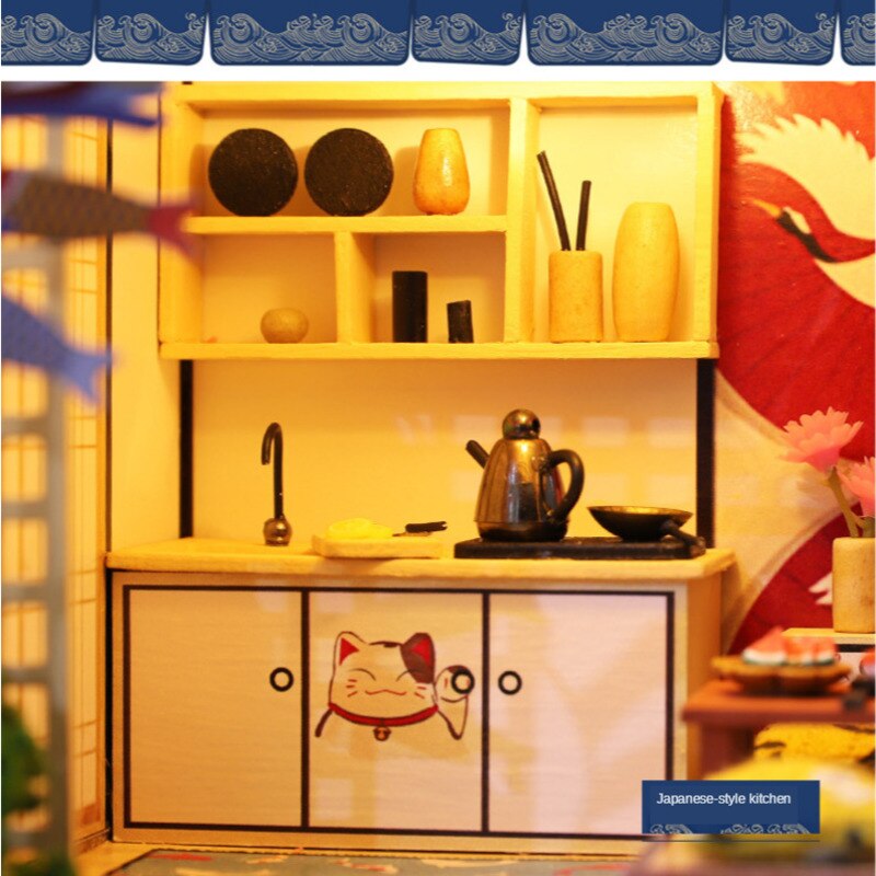 DIY drewniany dom japonia styl miniaturowy domek dla lalek zestawy mini domek dla lalek z meblami precyzyjny projekt domek dla lalek robić dekoracji
