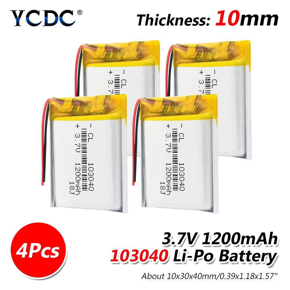 103040 3.7V 1200mAh Li-Ion DIY Batterij li-ion Lipo cellen Lithium Li-Po Polymeer Batterij Voor MP3 MP4 DVD GPS Bluetooth Headset