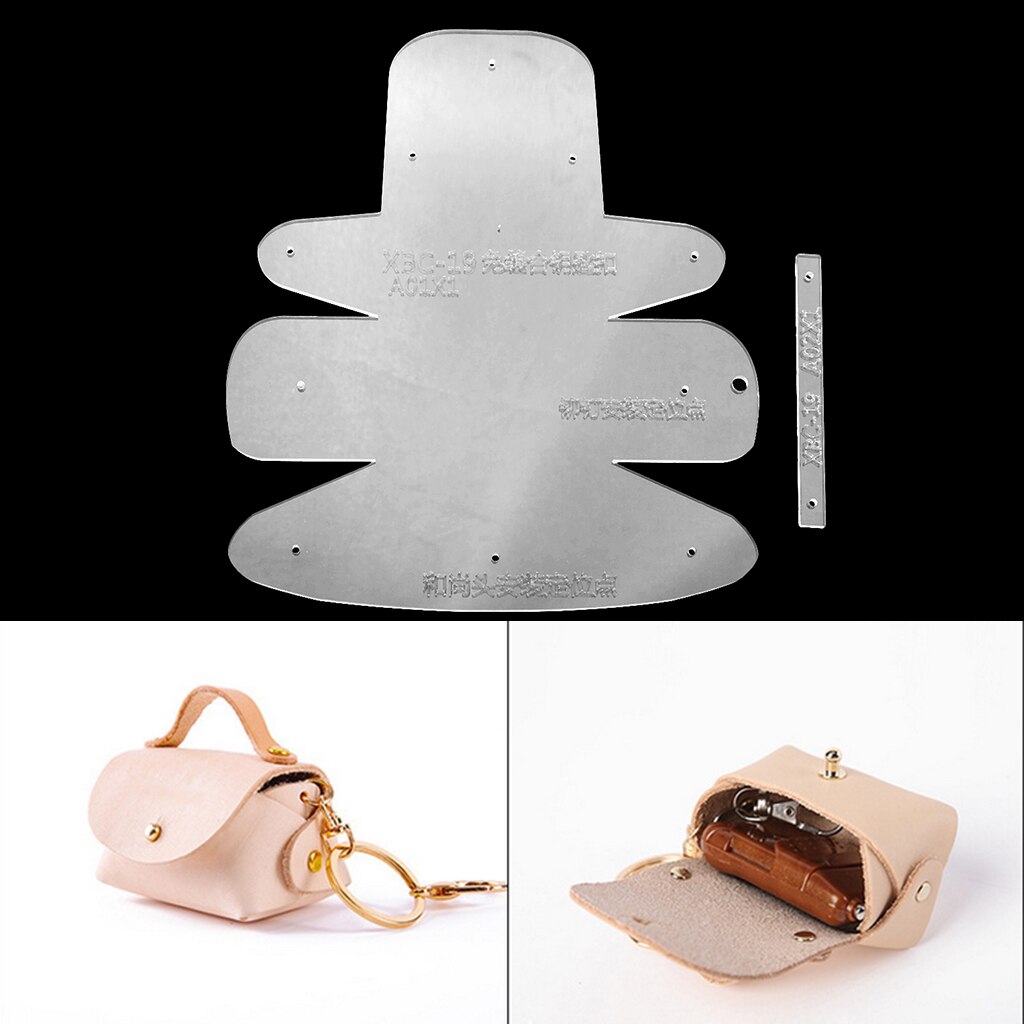 2 Pieces Leather Craft Clear Acrylic Coin Purse Pattern Keyring Key Chain Stencils Templates