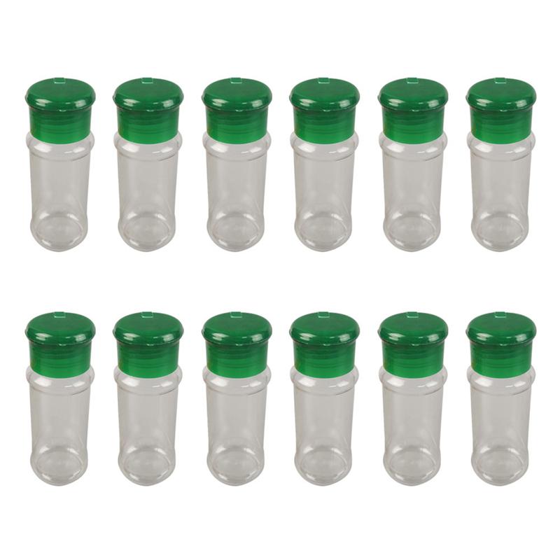 10/12/24pcs Plastic Spice Pot Seasoning Bottles Pepper Shakers Salt Jar Condiment Can Cruet Seasoning Storage Box for Barbecue: 24PCS Green