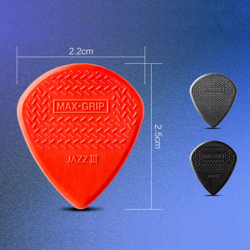 Dunlop Guitar Picks Nylon Max Grip Jazz III Carbon Fiber Flatpick Guitar Pick Stiffo Plectrum Mediator Gauge 1.38mm Guitar Picks