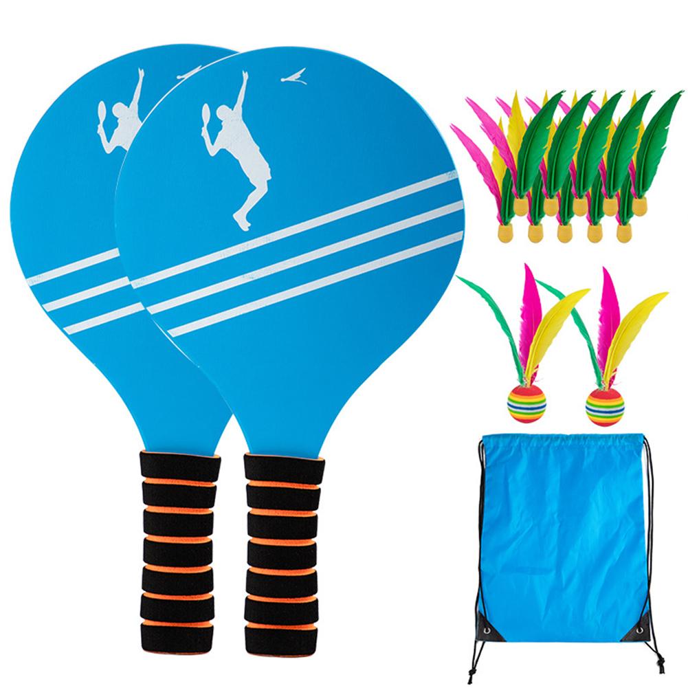 Conjunto de raquetes de bola de tênis de madeira anti-deslizamento espuma lidar com raquete de praia portátil raquete de praia jogo conjunto para esportes ao ar livre