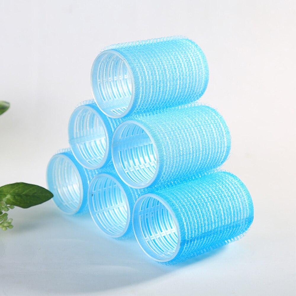 6 stuks grote zelfklevende haarrollers professionele salonkappers krultangen multi-size kapsalon gereedschap diy haarrollers: Blauw