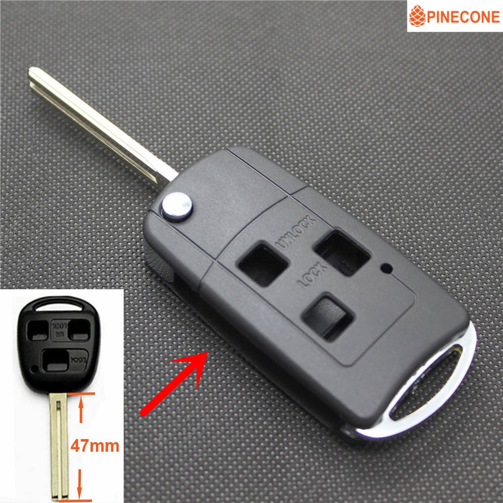 PINECONE Key Case for LEXUS IS GS ES LS RX IS200 RX300 Key 3 Buttons Uncut TOY40 Blade Modified Remote Blank Key Shel Fob