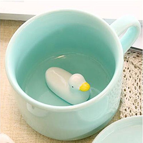 Tazas de cerámica con dibujos de animales para café, leche, zumo, limón, té, taza bonita para niños, para el hogar, oficina, accesorios de cocina: La110duck