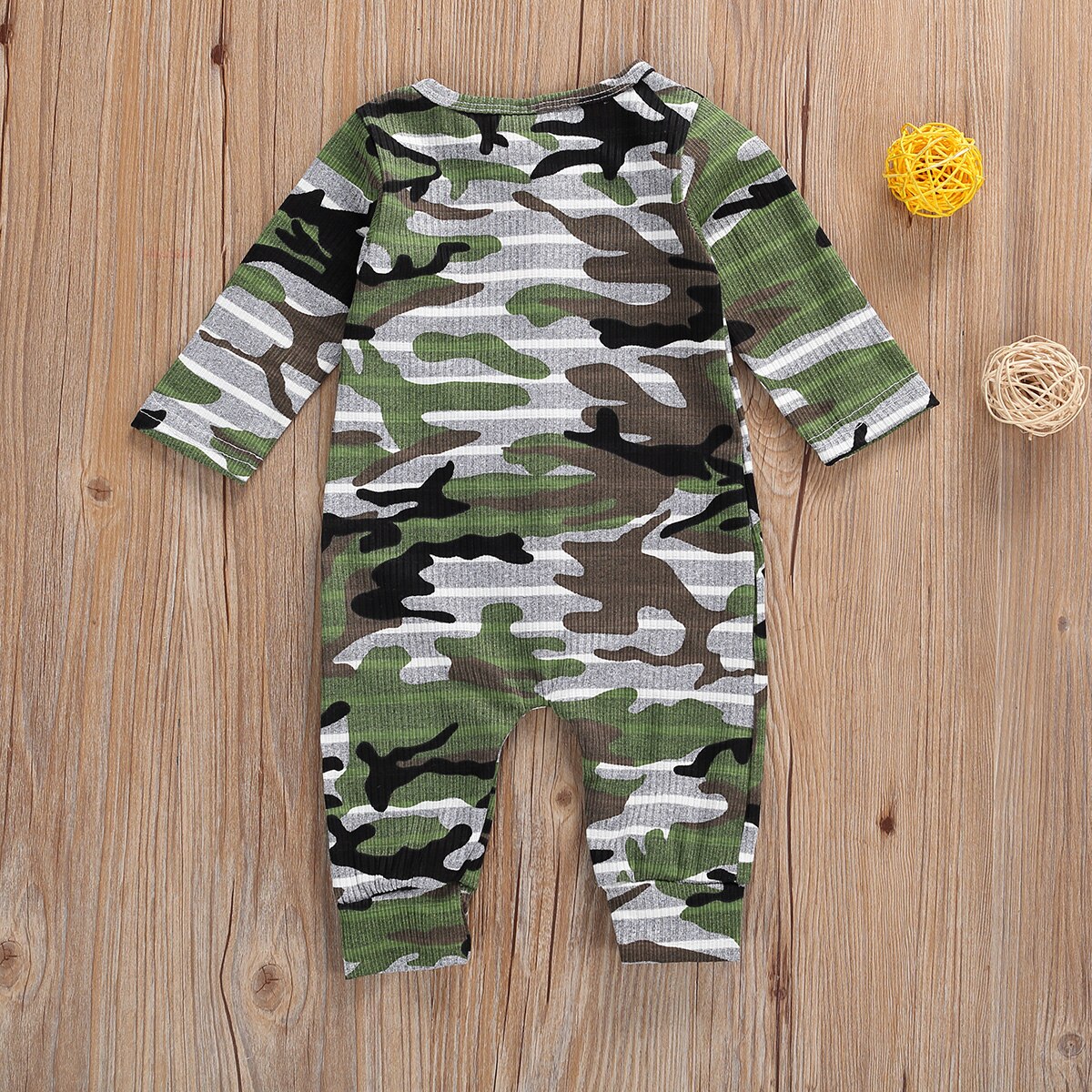 Focusnorm 0-18M Zuigelingen Baby Jongens Rompertjes Camouflage Gestreepte Print Lange Mouw Enkele Breasted Herfst Jumpsuits