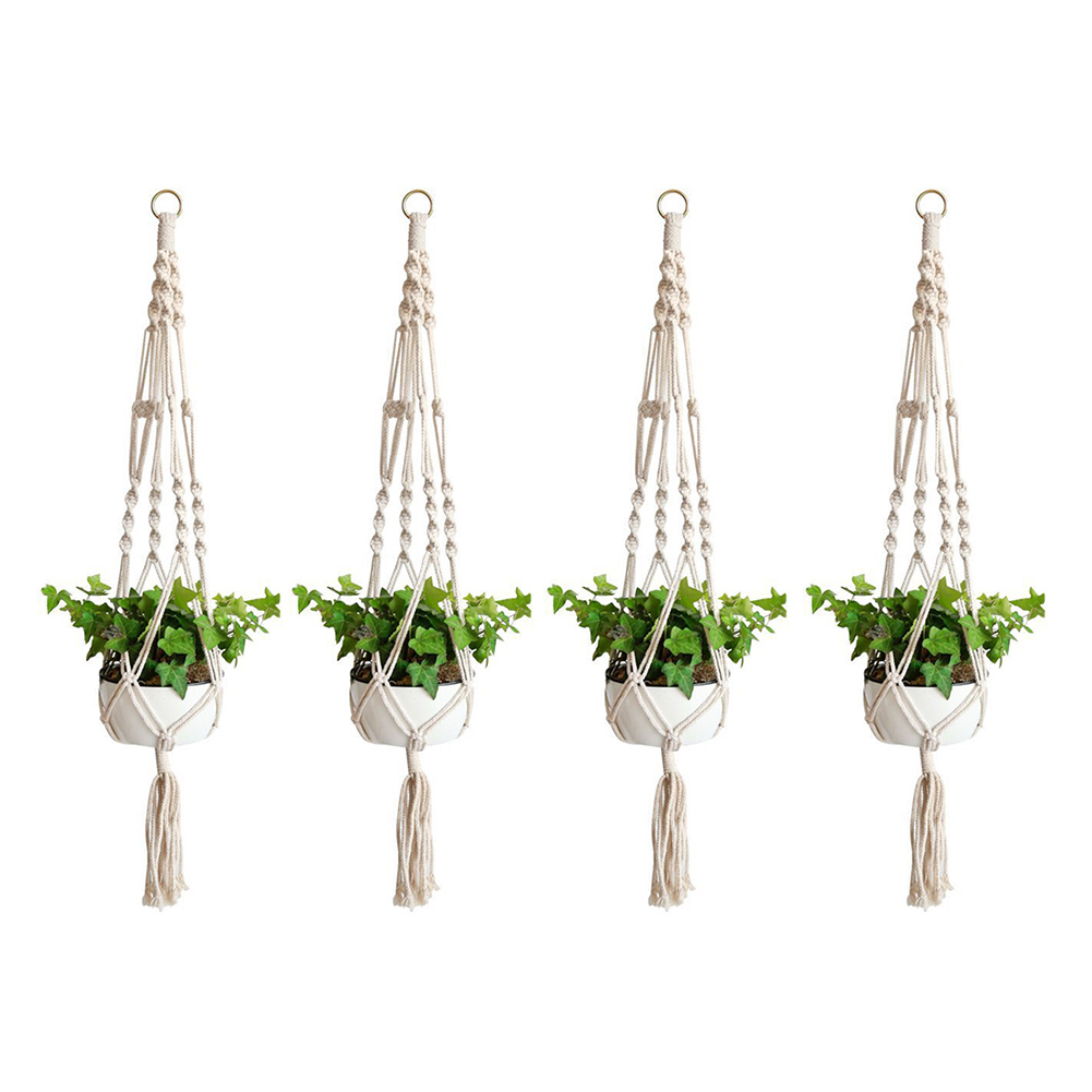 Plant Hanger Flower Pot Holder Net Bag Plant Greening Woven Hanging Basket With Tassels Designs For Indoor Outdoor Garden Office: Orange