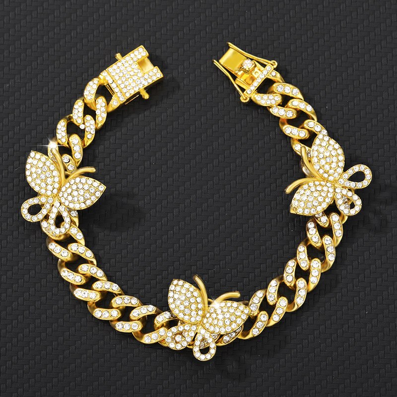 Cz Zirkoon Vlinder Enkelband Cubaanse Link Chain Enkelbanden Voor Vrouwen Brede Voet Armbanden Boho Strand Sieraden