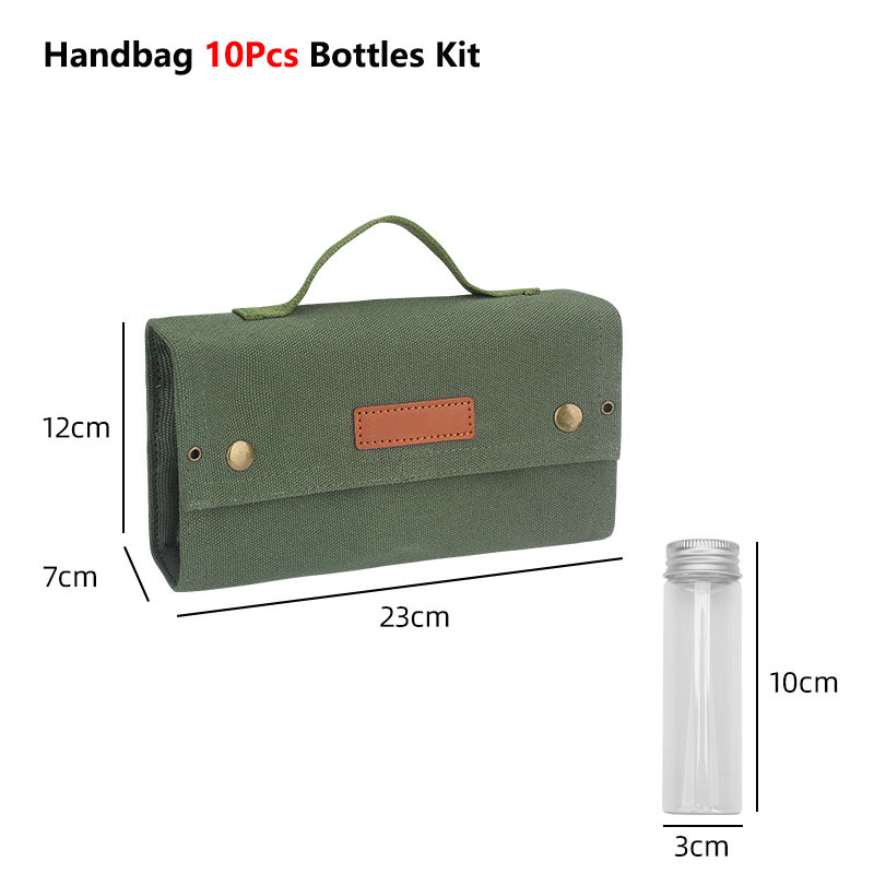 Outdoor Camping Spice Bottle Storage Bags Canvas Foldable Portable BBQ Picnic Seasoning Bottles Handbag Cruet Organizer Holder: Orange