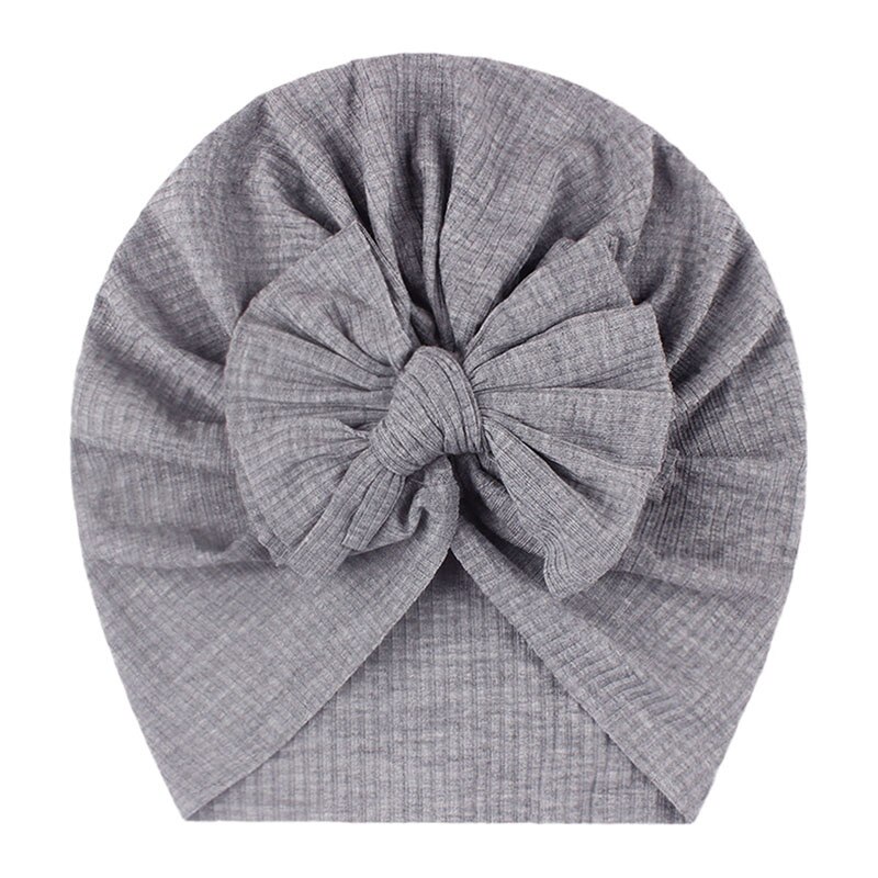 Chapeau Turban doux avec gros nœud pour bébé fille, Bonnet de couleur unie pour -né et enfant en bas âge, printemps: style 2