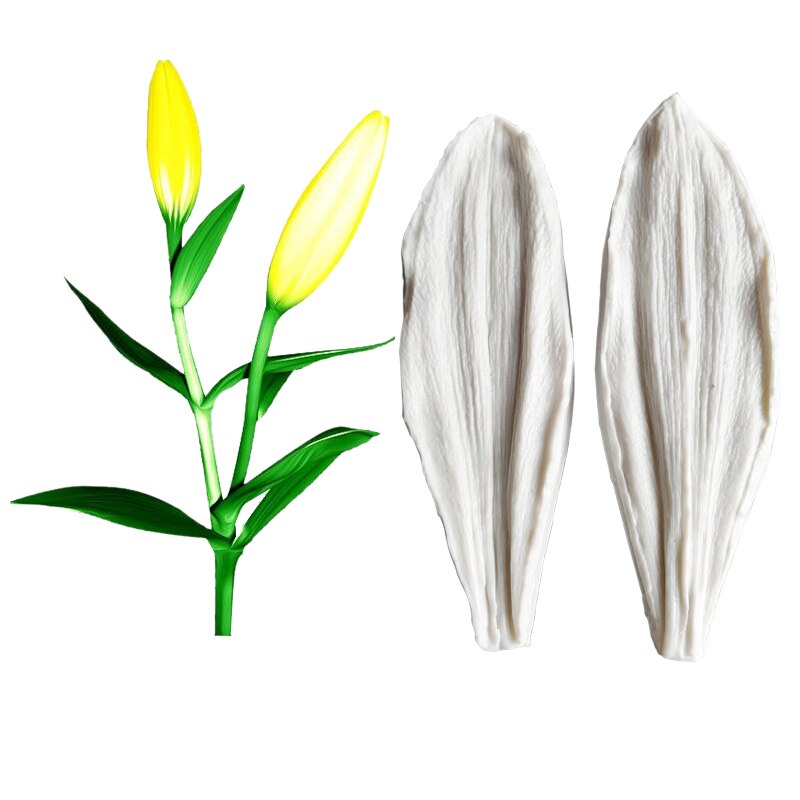 Moule en Silicone M2490 pour décoration de gâteau, pétale, feuille de lys, veines, fleurs, Fondant, chocolat, pâte à sucre, porcelaine froide