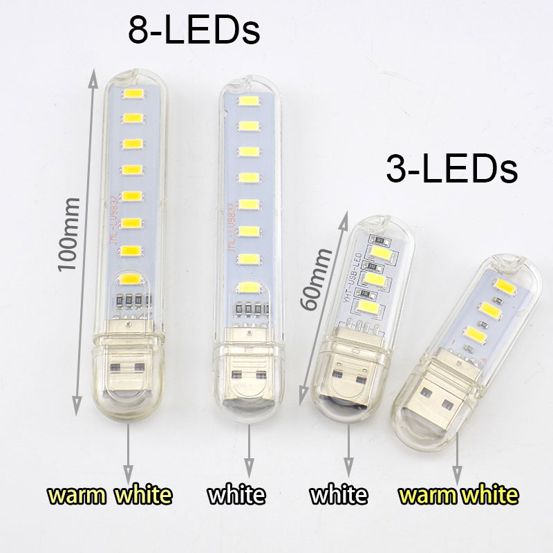 Mini lámpara LED USB de 5V, linterna de lectura de libros, iluminación de luz nocturna para banco de energía, iluminación para ordenador, portátil, PC y portátil