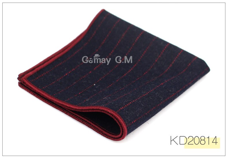 Wool Handkerchief For Men Suit Solid Pocket Square Business Hankies Classic Striped Hanky Plaid Pocket Towel: KD20814