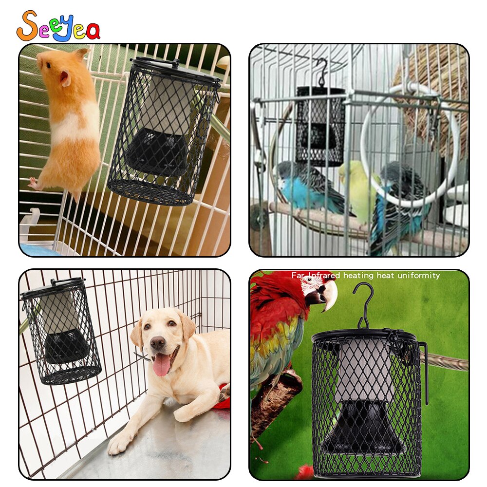 animale domestico mantenere caldo lampada riscaldante luce a infrarossi in ceramica con gabbia di sicurezza emettitore lampada di calore tartaruga serpente lucertola riscaldatore forniture per animali domestici